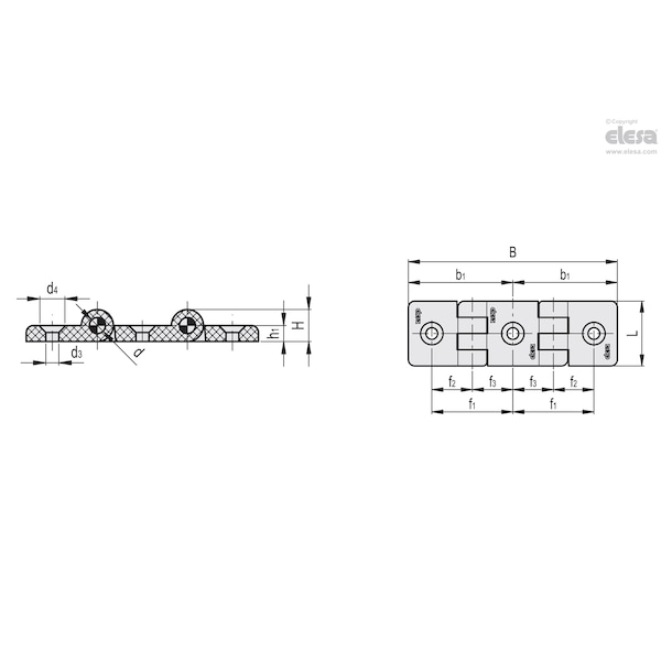 Double Hinges For Profiles, CFI.60-40/40 SH-6